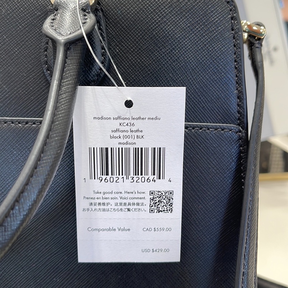 Kate Spade Madison Safiano Leather Medium Satchel Handbag 
COLOR: Black 

NWT - Picture 11 of 16